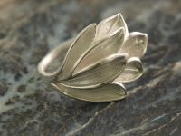 Brushed Sterling Silver Leaf Ring